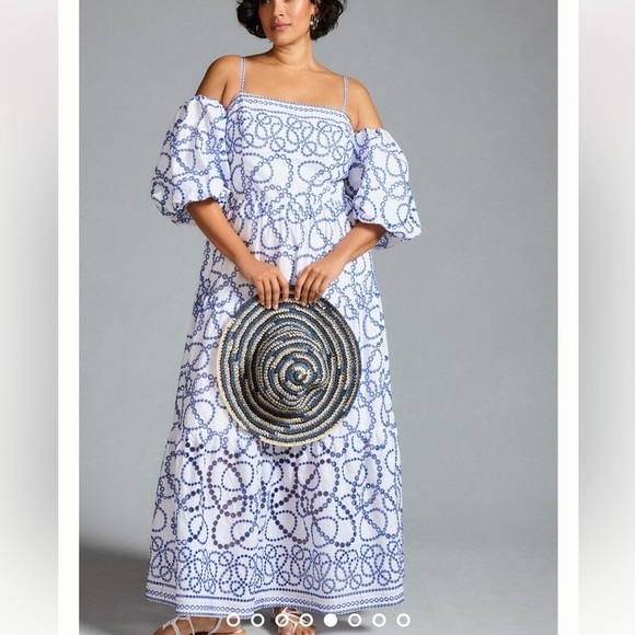 By Anthropologie Puff-Sleeve Eyelet Dress - Picture 1 of 13